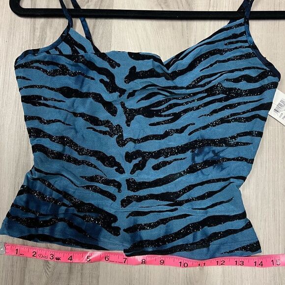 Windsor top cowl neck tiger stripe in blue sparkly fabric sz Small Deadstock - Picture 4 of 13